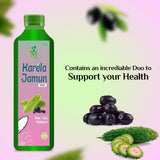 Mint Veda 100% Pure Natural Karela Jamun Juice Which Controls Blood Sugar, Lowers Bad Cholesterol Naturally, Sugar Free Healthy Herbal Juice, 1 Litre