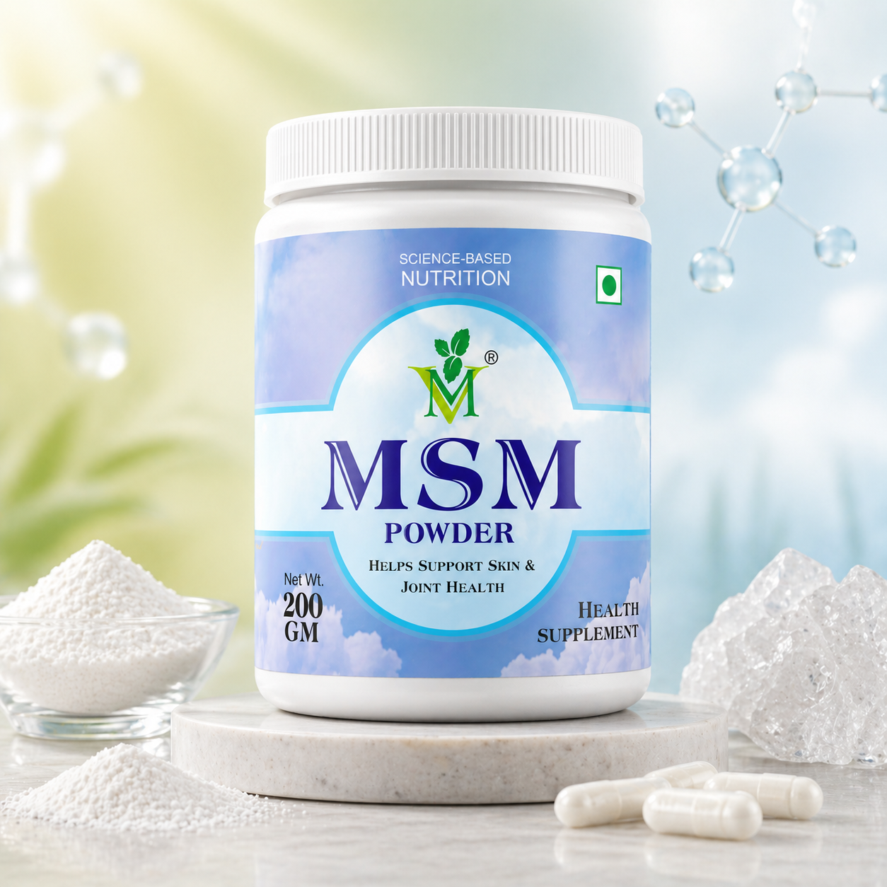 MSM 200gm 2 Mint Veda Natural and Herbal MSM Powder 200 gm - Image 1