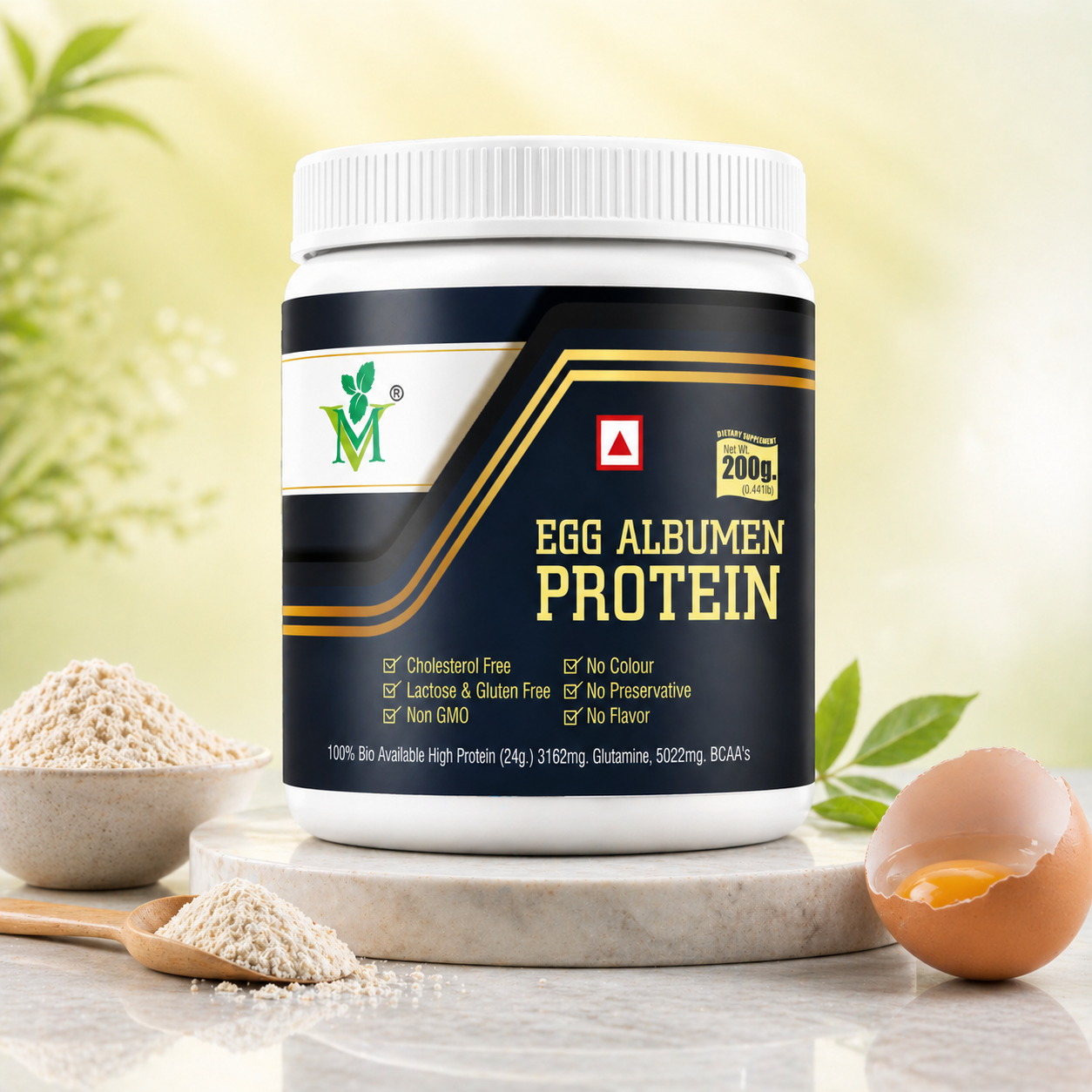 egg 200 gm Mint Veda Egg White Protein | Albumen Protein Unflavored Powder 200 gm - Image 1